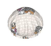 Australian Shepherd Waterproof Shower Cap,Elastic Bathing Hair Cap Environmental Protection Hair Bath Caps, Double WaterproofBathing Shower Hat