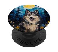 Australian Shepherd Wildflower Forest Moon Aussie Dog Mom PopSockets Adhesive PopGrip