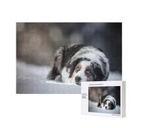 Australian Shepherd Winter Snow White Gray Dogs,300 Pieces Wooden Jigsaw Family Game Jigsaw Puzzles for Adults Teens Home Decor