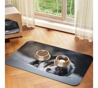 Australian Shepherd Winter Snow White Gray Dogs,Waterproof Pet Feeding Mat,PU Leather Placemats for Cat Dog Water Bowl,Food Mats,40x60cm