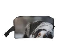 Australian Shepherd Winter Snow White Gray DogsMakeup Trave Bag for Women,Cosmetic Large Capacity Organizer