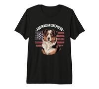 Australian Shepherd with Distressed American Flag Premium T-Shirt