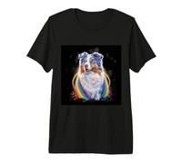 Australian Shepherd with Rainbow Colors Premium T-Shirt
