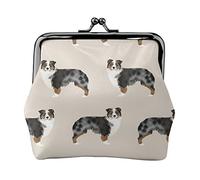 Australian Shepherd Women's Leather Coin Purse, Small Change Pouch with Kiss-Lock Clasp Closure Buckle Wallet for Girl Gift