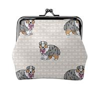 Australian Shepherd Women's Leather Coin Purse, Small Change Pouch with Kiss-Lock Clasp Closure Buckle Wallet for Girl Gift