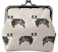 Australian Shepherd Women's Leather Coin Purse, Small Change Pouch with Kiss-Lock Clasp Closure Buckle Wallet for Girl Gift