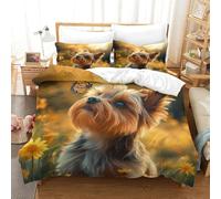 Australian Silky Terrier Three-dimensional Printing Bedding Bedding Ensemble Australian Silky Terrier Duvet Cover Superior Microfiber Pillow Slip Included Soft And Easy to Maintain Single（140x200cm）