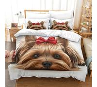 Australian Silky Terrier Three-dimensional Printing Bedding Comforter Set Australian Silky Terrier Bed Cover Ultra-fine Fiber Encased with Zipper Soft And Easy to Maintain Super King（260x220cm）