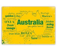 Australian Slang - Metal Wall Sign Plaque (Large - Sticky Pads)