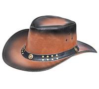 Australian Smoke Western Style Cowboy Outback Real Leather Aussie Bush Hat L Brown