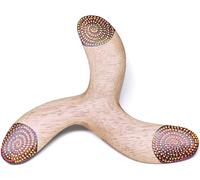 Australian Treasures Adventure Boomerang, Three Leaf Design, Red, Wood, 22cm, For Beginners, Sporty Outdoor Use