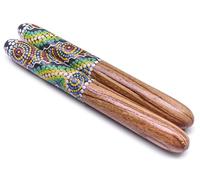 Australian Treasures Clapsticks Dreamtime, Hand Painted Aboriginal Claves, Wooden Percussion Instrument, 25 x 3 cm, for Spiritual Music and Didgeridoo Accompaniment