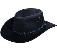 Australian Unisex Black Western Style Cowboy Outback Real Suede Leather Aussie Bush Hat XL