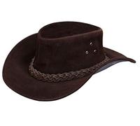 Australian Unisex Brown Western Style Cowboy Outback Real Suede Leather Aussie Bush Hat S