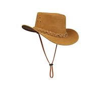 Australian Unisex Western Cowboy Hat Real Suede Outback Riding Dancing Classic - Camel S (57cm)