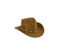 Australian Western Style Tan Bush Hat Leather Cowboy with Leather Band Concho (2XL)