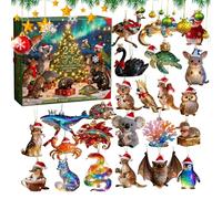 Australian Wildlife - 2025 Christmas Countdown Calendar with 24 Animal Ornaments | 2D Flat Acrylic Pendants with Wild Animals