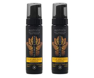 Australis Ultimate Dark Self Tanning Foam 200ml - All Skin Tones - Marula Oil - Set of 2