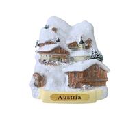 Austria 3D Snow and Chalet Fridge Magnet Souvenir Gift,Resin Handmade Austria Refrigerator Magnet Home & Kitchen Decoration Collection