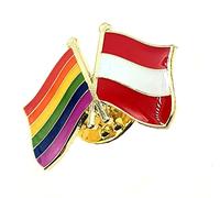 Austria Austrian Gay Pride LGBT Rainbow Flag Friendship Metal Enamel Country Flags Pin Badge