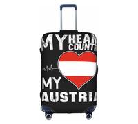 Austria Austrian Heart Flag Universal Stretch Suitcase Cover Carry On Luggage Sleeve Anti Scratch Travel Baggage Protector for Unisex Women Travel Medium