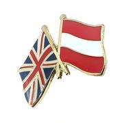 Austria Austrian UK United Kingdom Great Britain Union Jack Flag Friendship Metal Country Flags Pin Badge