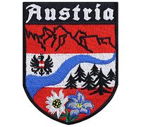 Austria Badge Austria Patch Eagle Emblem Iron-on Patch for All Fabrics | Austria Sticker for Clothing and Leather | Austrian Flag Badge | Biker Patch | 70x90 mm
