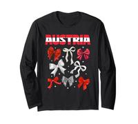 Austria Bow Flag Apparel Women Girls Central Europe Long Sleeve T-Shirt