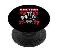 Austria Bow Flag Apparel Women Girls Central Europe PopSockets Adhesive PopGrip