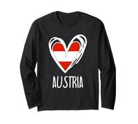 Austria Cute Heart Graphic Austrian Flag Kids Long Sleeve T-Shirt