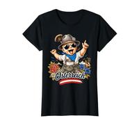 Austria Dahoam in de Berg Costume Lederhosn Alps Value Graphic T-Shirt, Women, Black, L