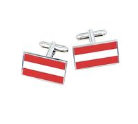 Austria Flag Cufflinks - Austrian National Emblem Gift for Men | Red & White Horizontal Stripe Design | Groomsmen Wedding Gift | Gift Box Included | Perfect for Proud Austrians