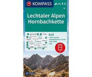 Austria + Germany Lechtaler Alpen Hornbachkette Kompass hiking cycling map 24