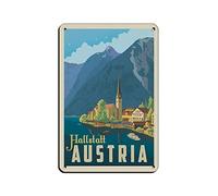 Austria Hallstatt Vintage Travel Poster Tin Sign Vintage Metal Pub Club Cafe Bar Home Wall Art Decoration Poster Retro 15x30CM