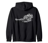 Austria Map Outline Silhouette Cities Holiday Travel Vienna Zip Hoodie