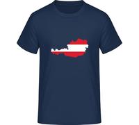 Austria Map T-Shirt - Flag & Map Austria Shirt, Navy Blue, XL