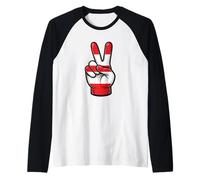 Austria Peace Sign Hand Patriotic Austrian Country Flag Raglan Baseball Tee