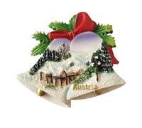 Austria Salzburg Fridge Magnet - Snowy Winter Landscape with Snow and Bells - 3D Souvenir Magnet - Collectible Magnetic Decoration - Travel Gift Idea Collection L377