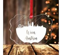 Austria Vienna Skyline Christmas Tree Ornament Vienna Cityscape Christmas Ornament Keepsake Hanging Ornaments Acrylic Christmas Bauble for Xmas Tree Decoration
