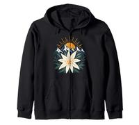 Austrian Alps Mountain Hiking Edelweiss Flower Zip Hoodie