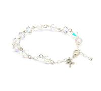 Austrian Crystal OR Glass Small Catholic Rosary Bracelet for First Holy Communion/Eucharist or Reconciliation/Confession. A meaningful and beautiful gift for special occasions., One Size, Crystal, no