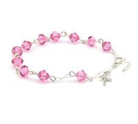 Austrian Crystal OR Glass Small Catholic Rosary Bracelet for First Holy Communion/Eucharist or Reconciliation/Confession. A meaningful and beautiful gift for special occasions., One Size, Crystal, no