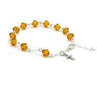 Austrian Crystal OR Glass Small Catholic Rosary Bracelet for First Holy Communion/Eucharist or Reconciliation/Confession. A meaningful and beautiful gift for special occasions., One Size, Crystal, no