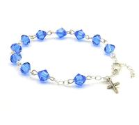 Austrian Crystal OR Glass Small Catholic Rosary Bracelet for First Holy Communion/Eucharist or Reconciliation/Confession. A meaningful and beautiful gift for special occasions., One Size, Crystal, no