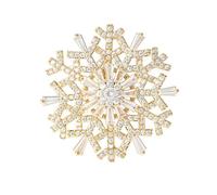 Austrian Crystal Winter Snowflake Brooch Elegant Cubic Zirconia Unique Rotatable Lapel Pins for Women Bride Wedding Dancing Party Dress Accessories Family Christmas New Year Gifts Girlfriend, Metal