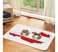 Austrian Flag Map Print Pet Food Mat Absorbent Non Slip PU Leather Feeding Mat for Dogs Cats Rubber Bottom