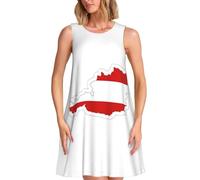 Austrian Flag Map Print Stylish Women's Summer Dress with Pockets, Casual Sleeveless Sundress for Women, for Beach, Black, XL