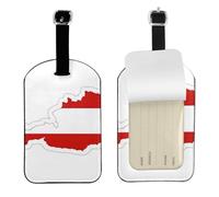 Austrian Flag Map Printed Leather Luggage Tag, Durable Baggage Identifier, Soft PU ID Label, for Business Travel