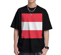 Austrian Flag Mens T-Shirts & Womens T-Shirts, White and Black Graphic Tees for Men and Women, Soft and Breathable