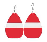 Austrian flag Print Leather Earring for Women - Lightweight Dangle Earrings, Fashion Statement Costume Jewelry